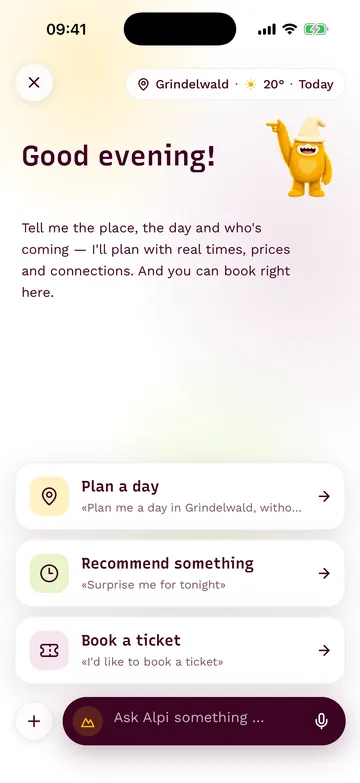 Swiss Activities app: chat with Alpi