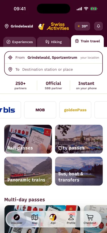 Swiss Activities app: train tickets and rail passes